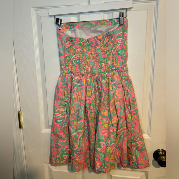 Lilly Pulitzer Chandie Strapless Dess Sand Bar Blu Medium - Picture 5 of 10